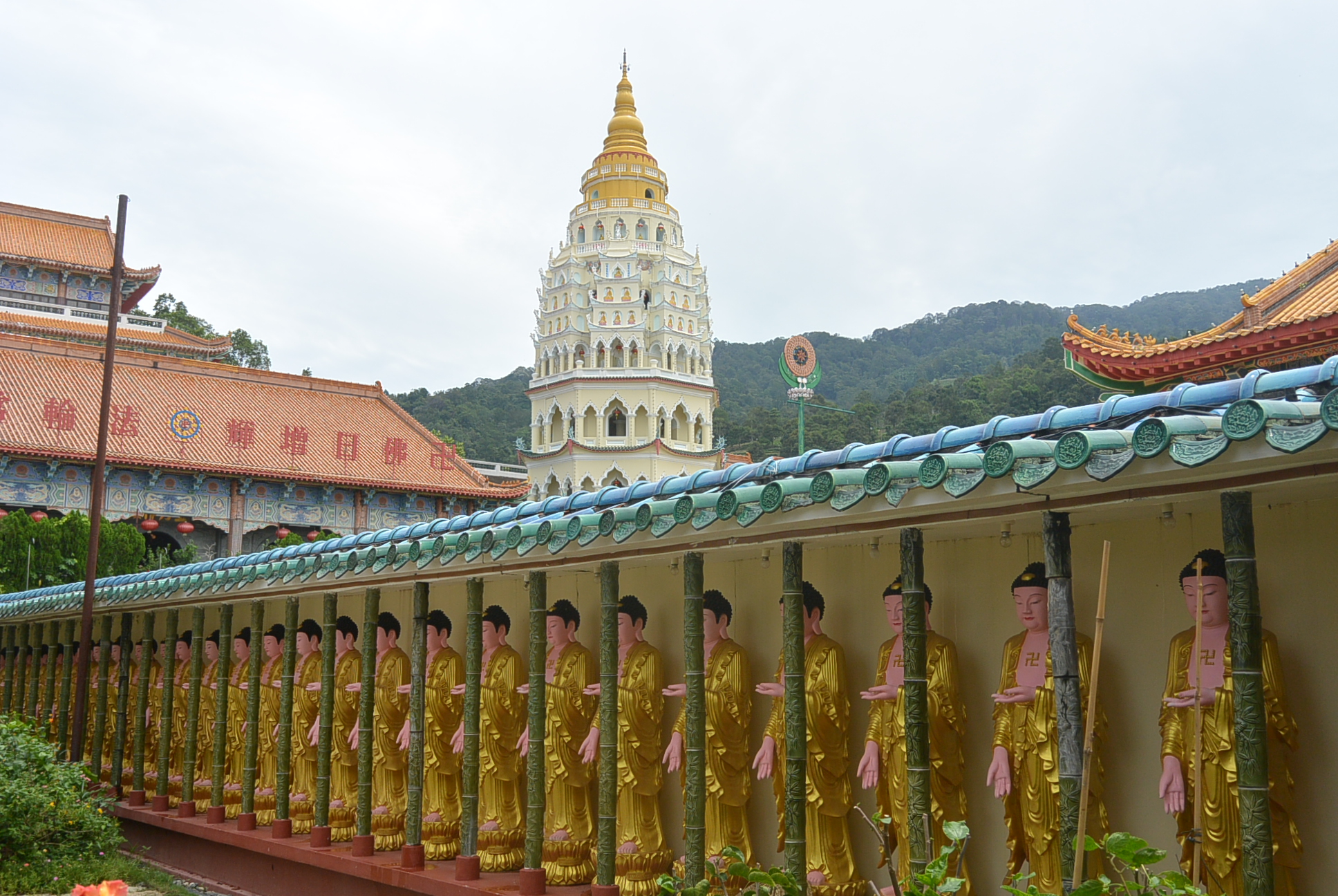 Die Pagode der zehntausend Buddhas im Hintergrund